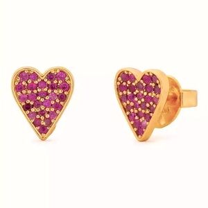 Kate Spade Pink Pave Heart Stud Earrings